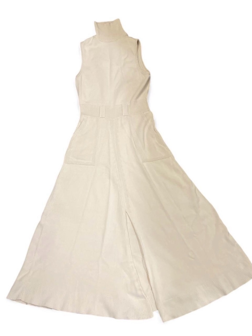 Mara Hoffman Elsa Dress Sleeveless Turtleneck Knit Maxi Dress in Cream Size XS